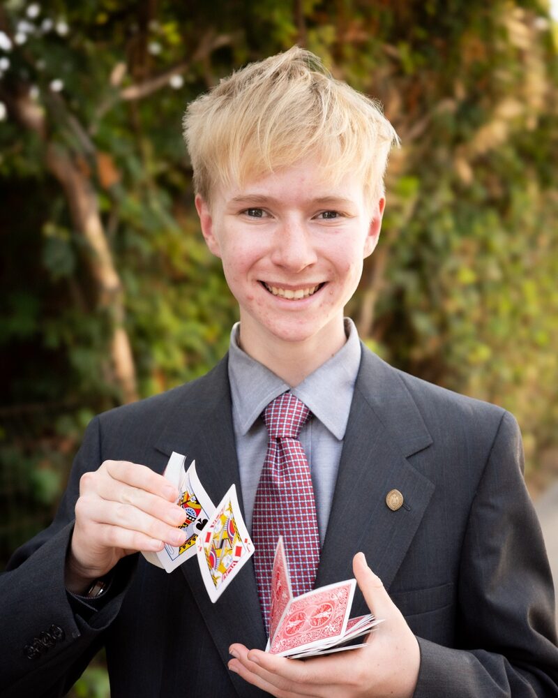Ian Gustafson performing close-up card magic